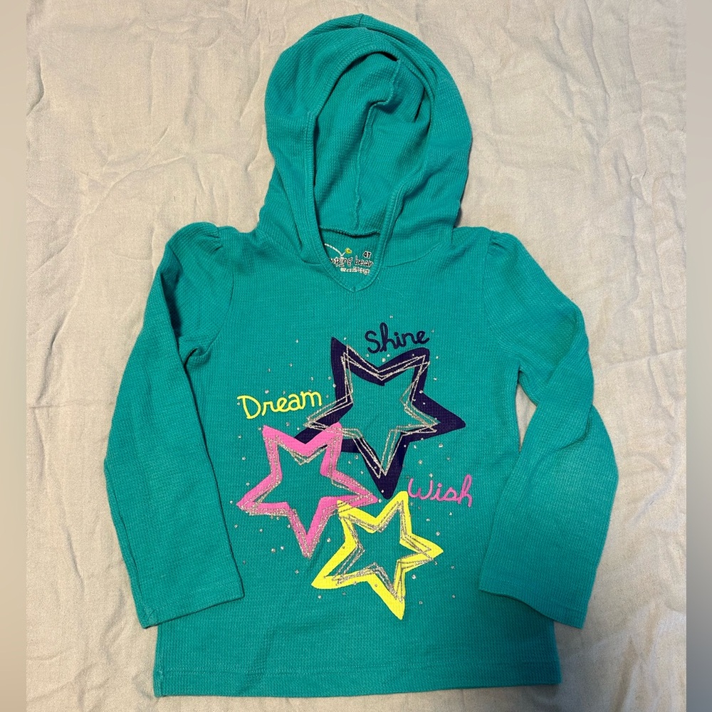 Jumping Beans Teal Hoodie with Star Graphics